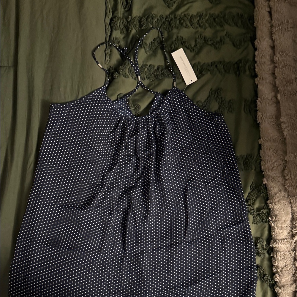 New York & Company Navy Polka Dot Camisole